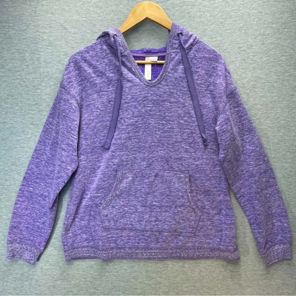 Green Tea Womens Heathered Purple Pullover Hoodie Size Large Long Sleeves